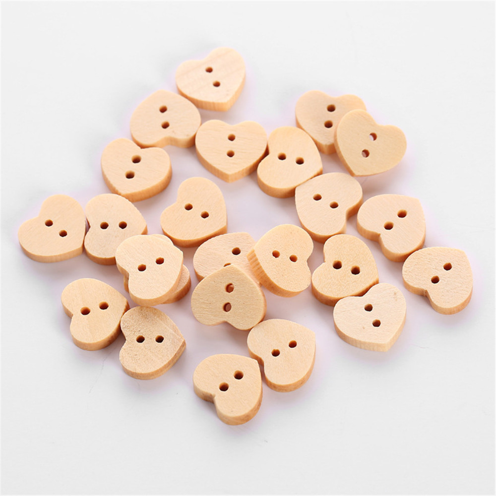 木质本色纽扣本色桃心木扣卡通木扣原色木质纽扣24pcs/包