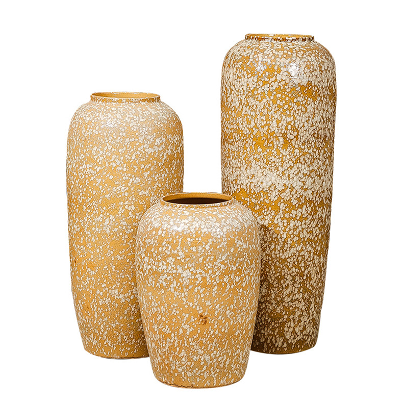 土黄色陶罐 地中海风陶瓷落地大摆件 景德镇陶瓷厂家批发工艺品