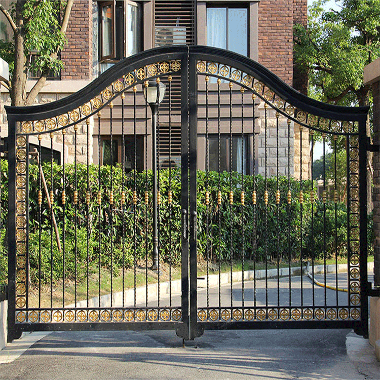 博盾可定制实心铁艺大门锌钢门别墅大门锌钢复古大门铁艺护栏围栏