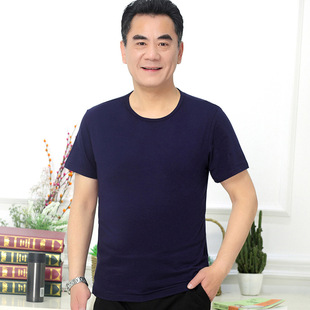 中老年短袖纯棉t恤男