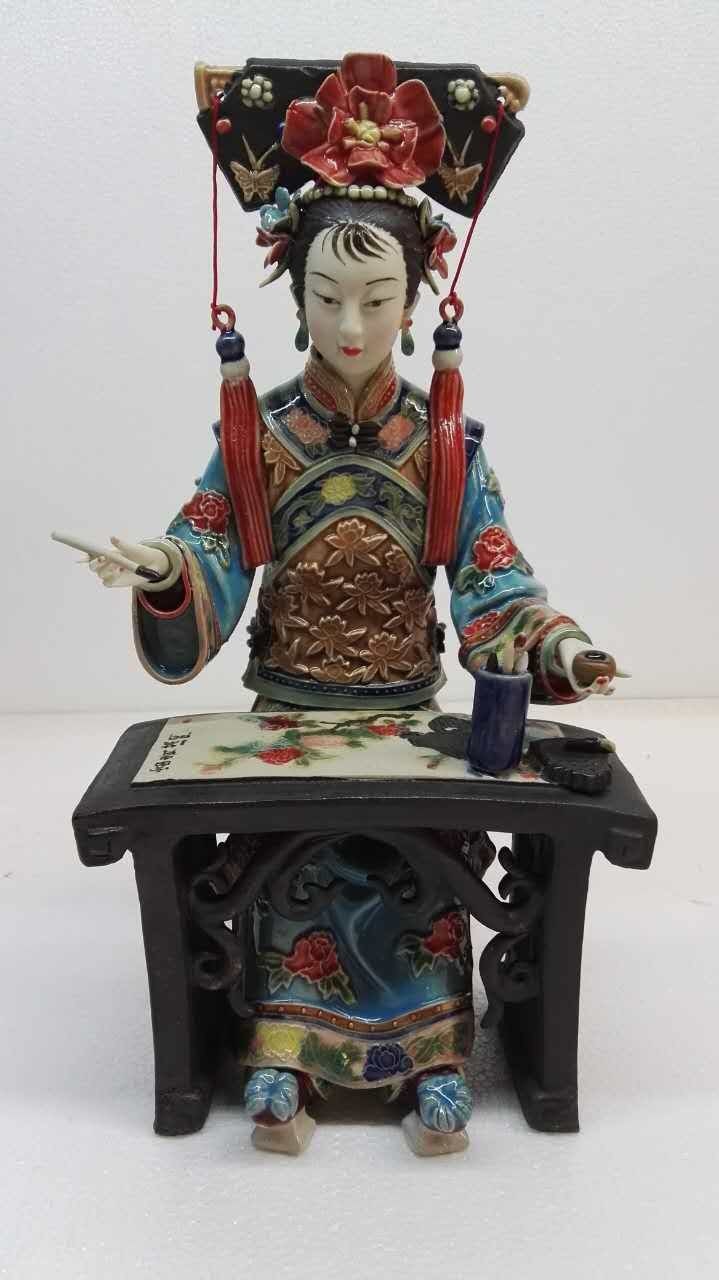 林伟东大师作品正品初夏荷花姑娘石湾陶瓷公仔古典仕女美女装饰