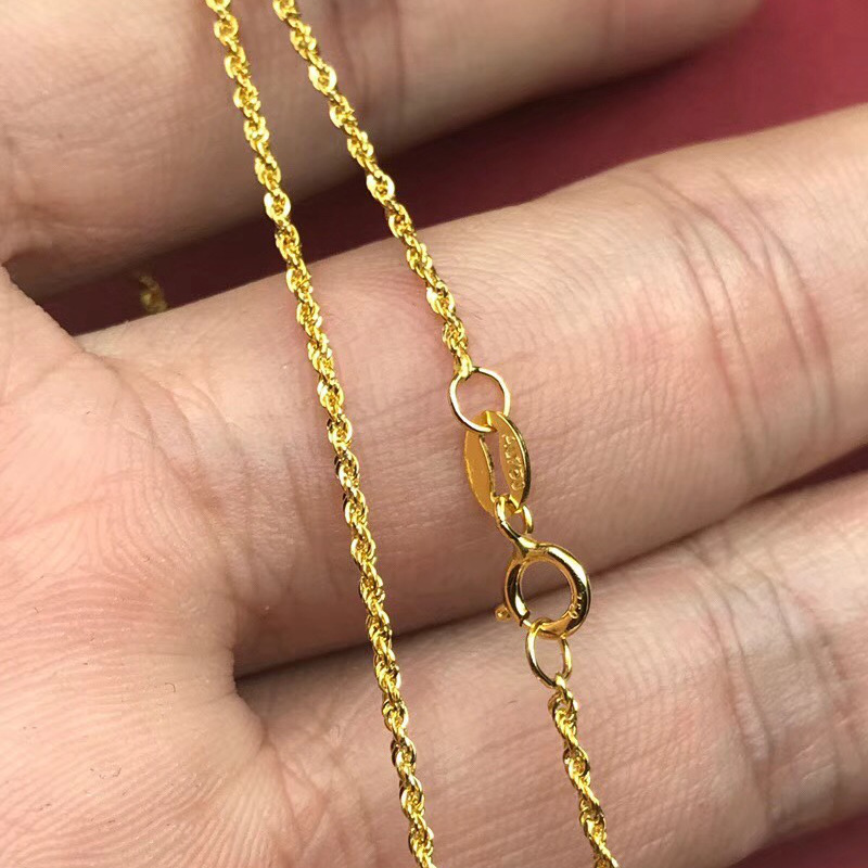 18k金项链彩金项链麻花项链黄金色扭绳链au750项链18k女