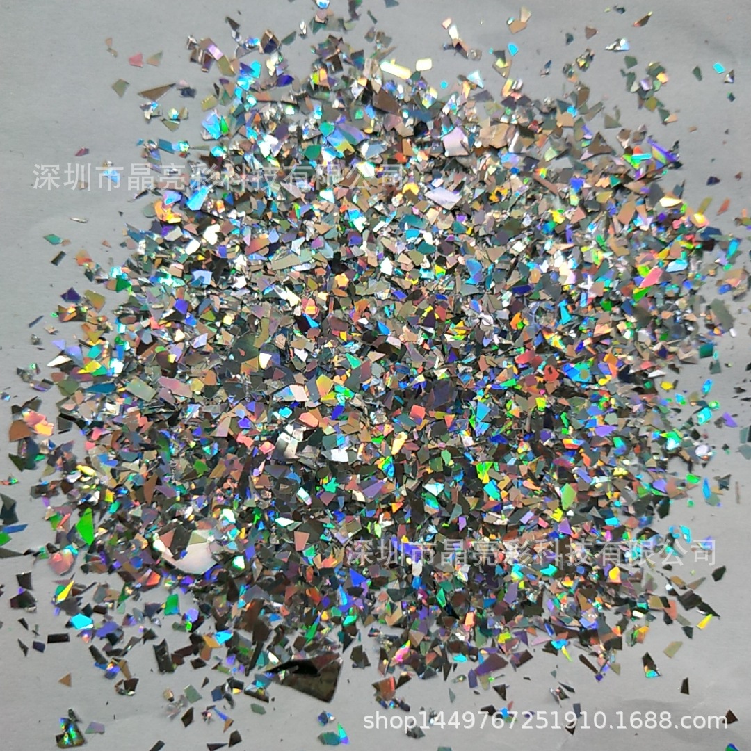 七彩银 炫彩银大小不规则金葱粉碎片 圣诞工艺镭射银pet彩粉片