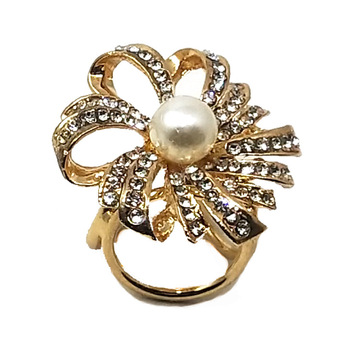 时尚好看金色珍珠水晶花朵三环丝巾扣 空姐丝巾扣丝巾配饰