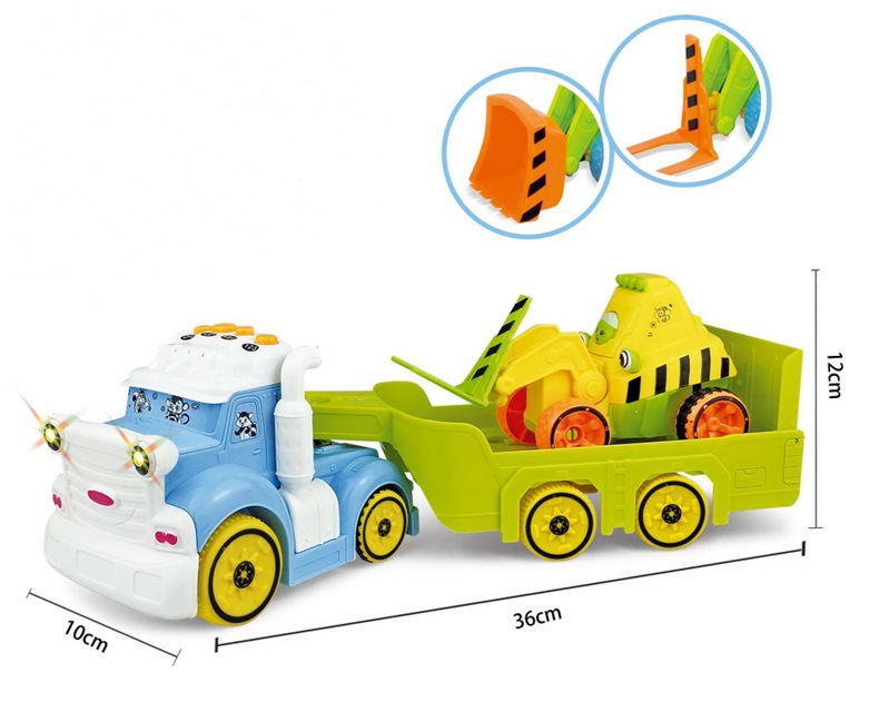 儿童迷你惯性车玩具 卡通惯性拖头车带灯光音乐 趣味惯性车玩具