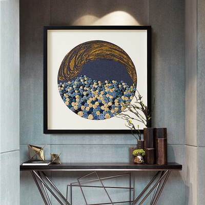 陶瓷艺术 手工拼贴实物画立体装饰画现代简约创意玄关壁画客厅画