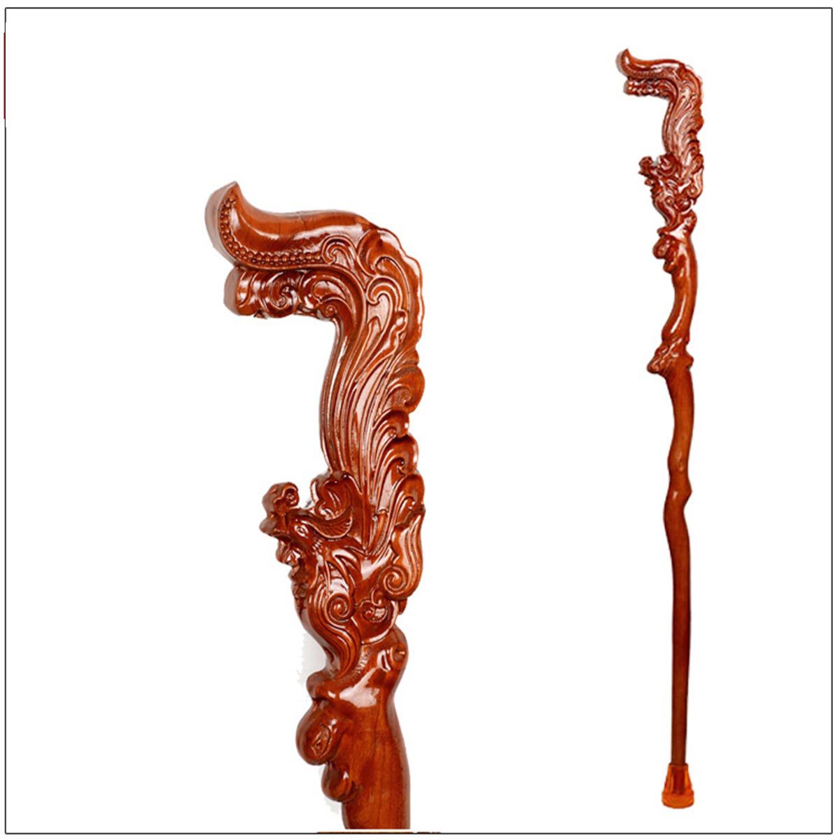 云端多福 桃木拐杖防滑手杖桃木雕刻工艺品