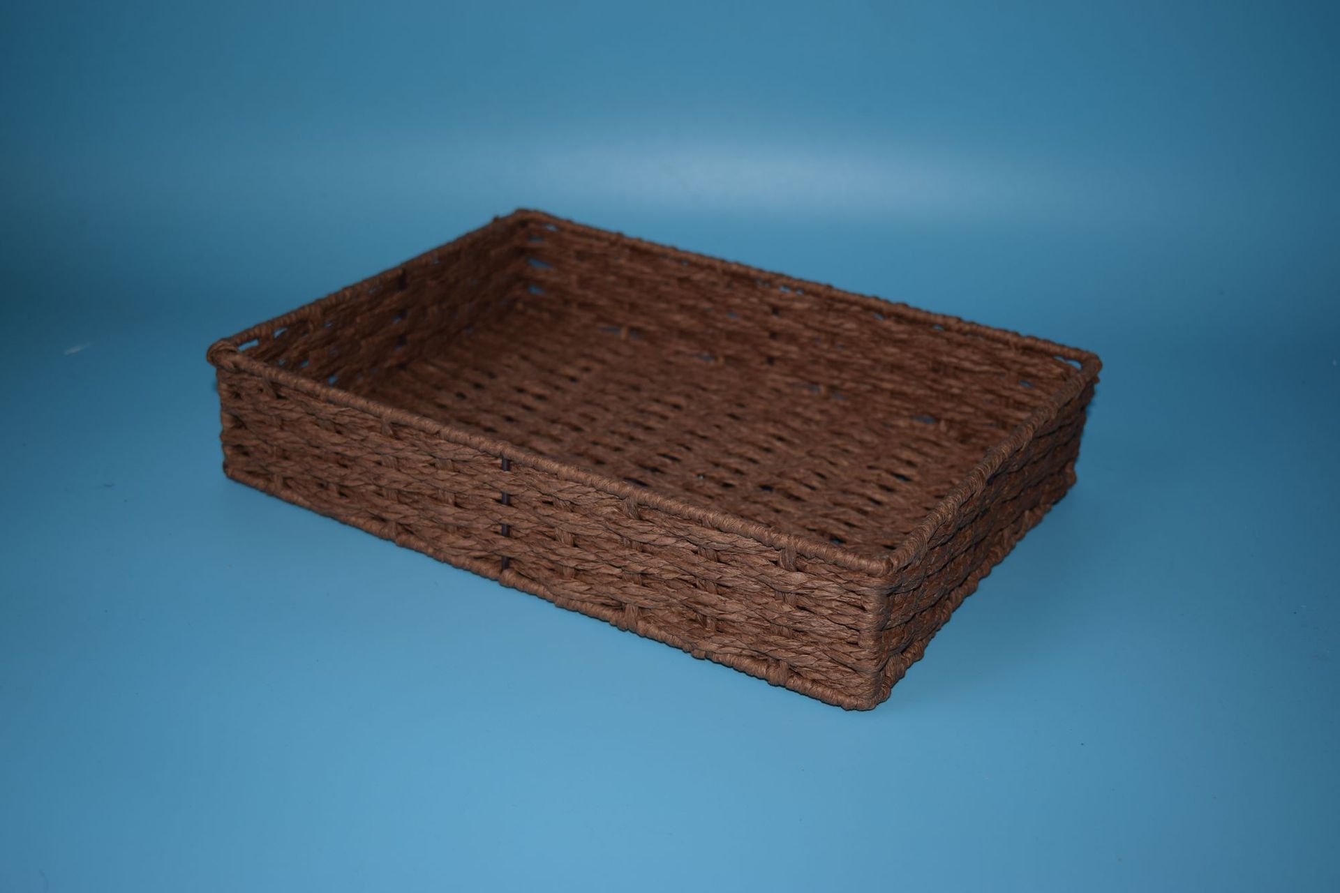 供应优质纸排编收纳筐子 纸片制作毛巾篮 手工编织长方形纸绳篮