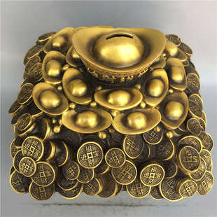黄铜招财进宝储蓄罐 铜工艺品摆件