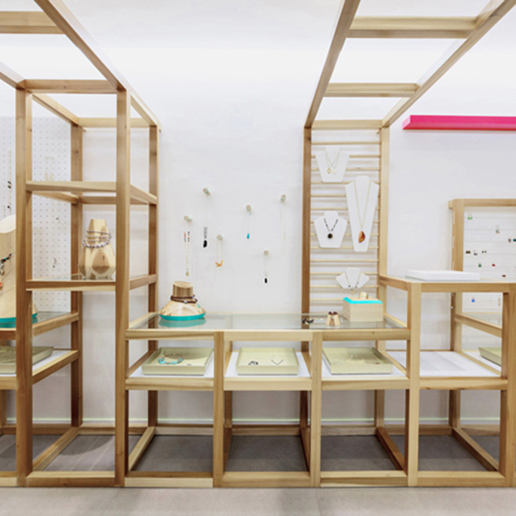 创意设计饰品店陈列柜 木质展柜自由组合项链首饰高低流水台定制