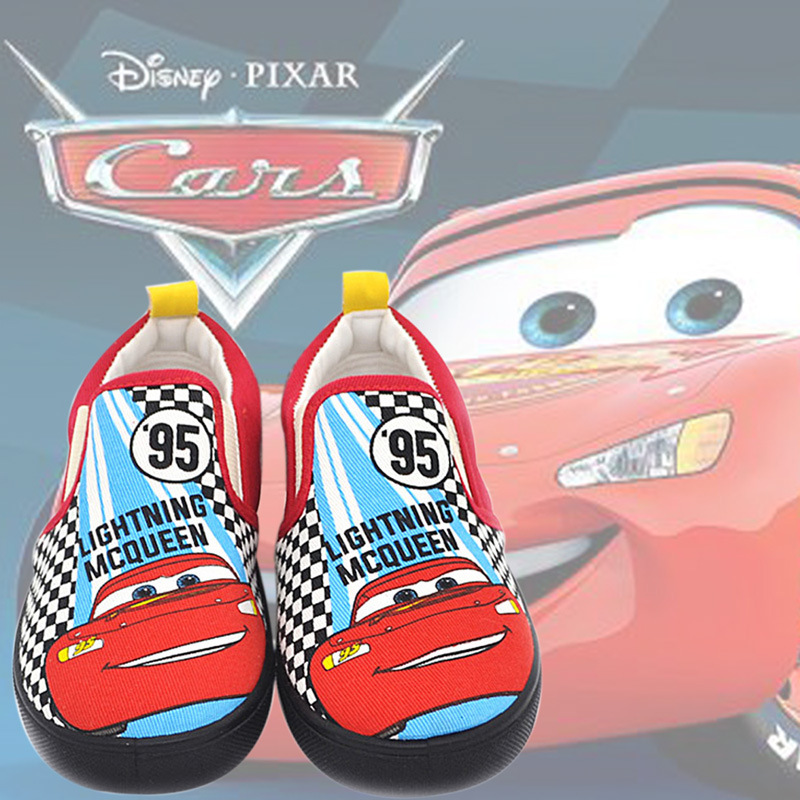 【红暴】日本卡通童鞋迪家赛车闪电麦昆帆布鞋宽头软底