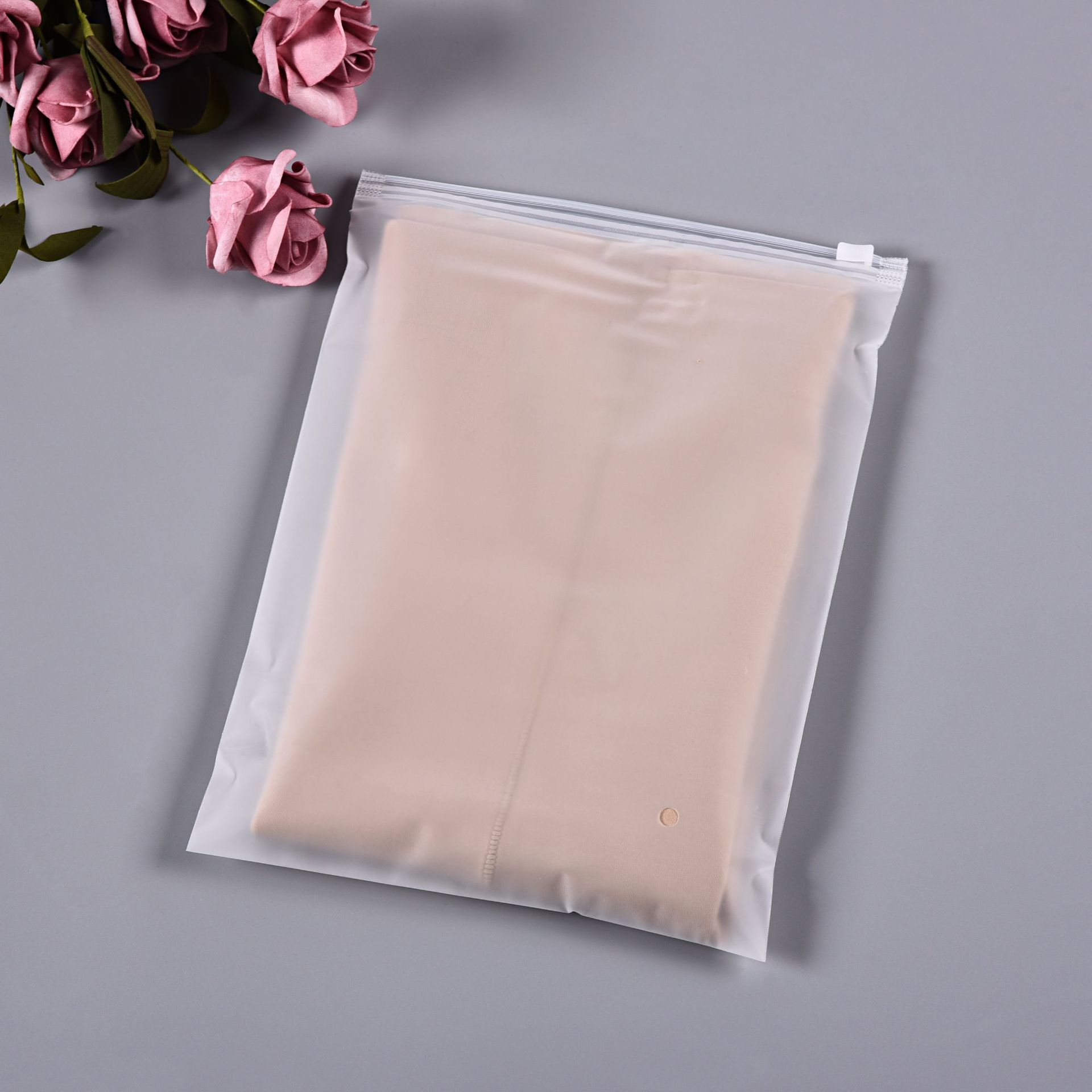 新款打底裤服装包装袋 双层16丝磨砂透明拉链袋 袜子包装袋可