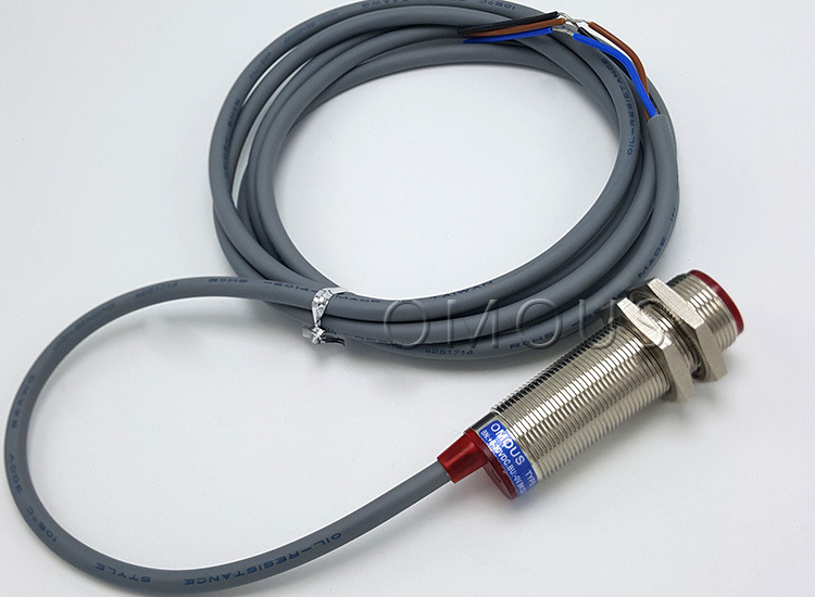 m18激光漫反射光电开关 可见光传感器 gj18-d50nk红外线感应开关