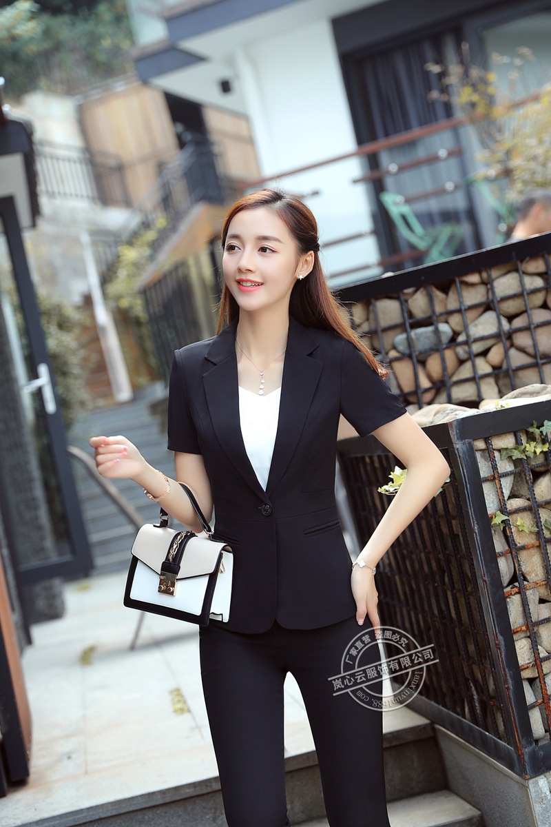 新款秋季时尚短袖职业套装女行政办公单位制服酒店工作服银行正装