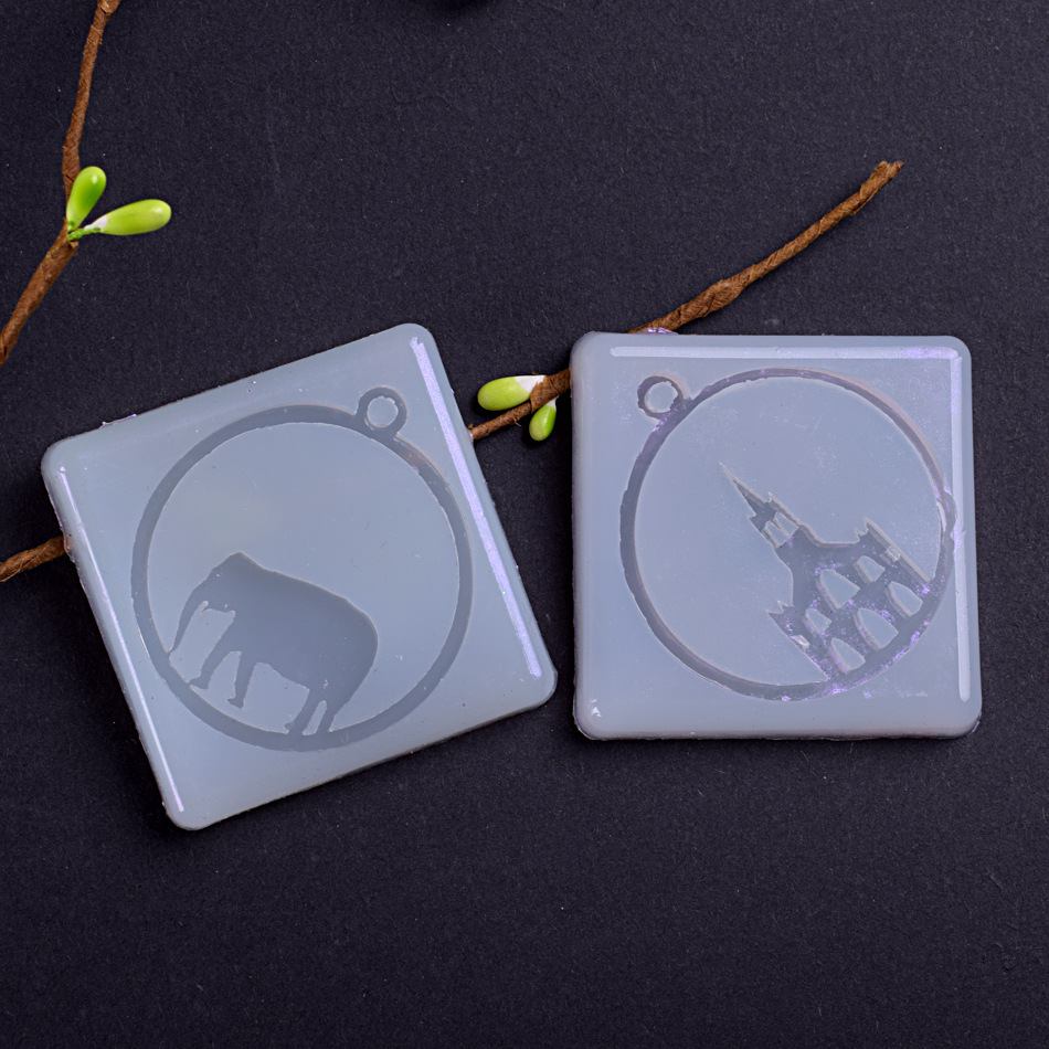 新款镜面水晶滴胶硅胶模具 大象城堡uv树脂硅胶 手工烘焙模具