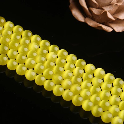 爱倩水晶 黄猫眼石散珠 diy饰品配件 串珠 黄色猫眼石半成品批发