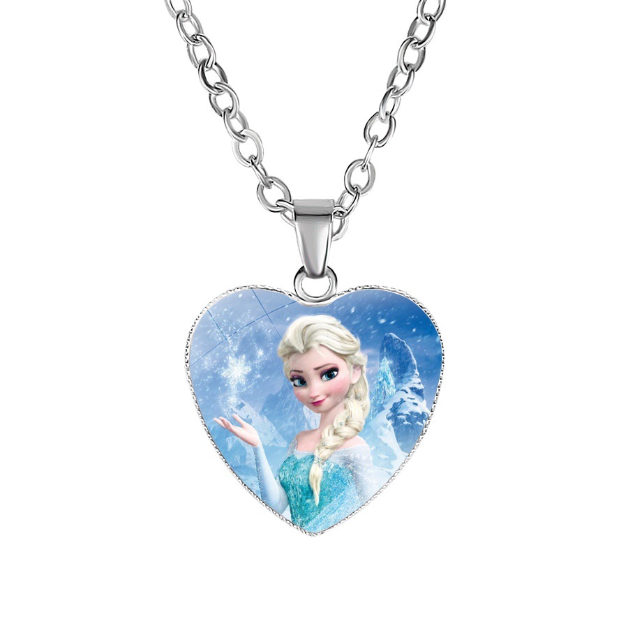 New Cartoon Frozen Princess Elsa Love Pendant Children's Necklace Snowyprincess Mermaid Accessories