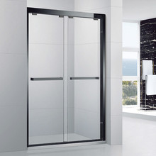 砂黑色一字形淋浴房整体浴室家用隔断不锈钢卫生间玻璃沐屏风 D91