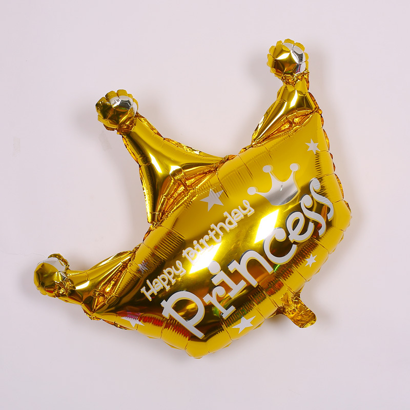 大号双面公主皇冠铝膜气球宝宝生日装饰派对用品婚庆场景布置气球