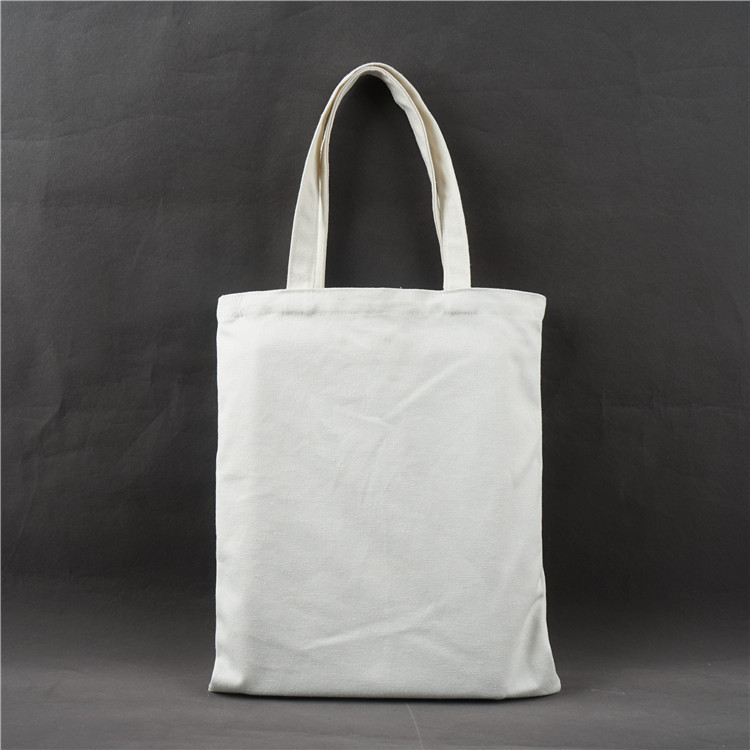 现货厚帆布白色提手袋 可小量定制印刷logo单色多色 宣传展会布袋