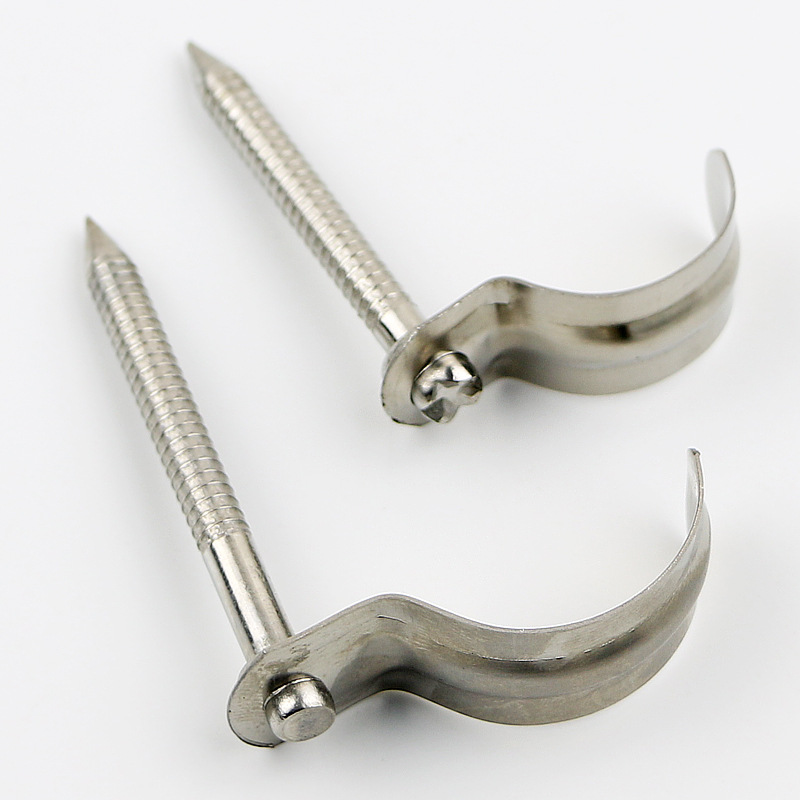 供应不锈钢水管固定勾钉 砖墙水管固定勾钉 25/32pvc管夹全钢钩钉