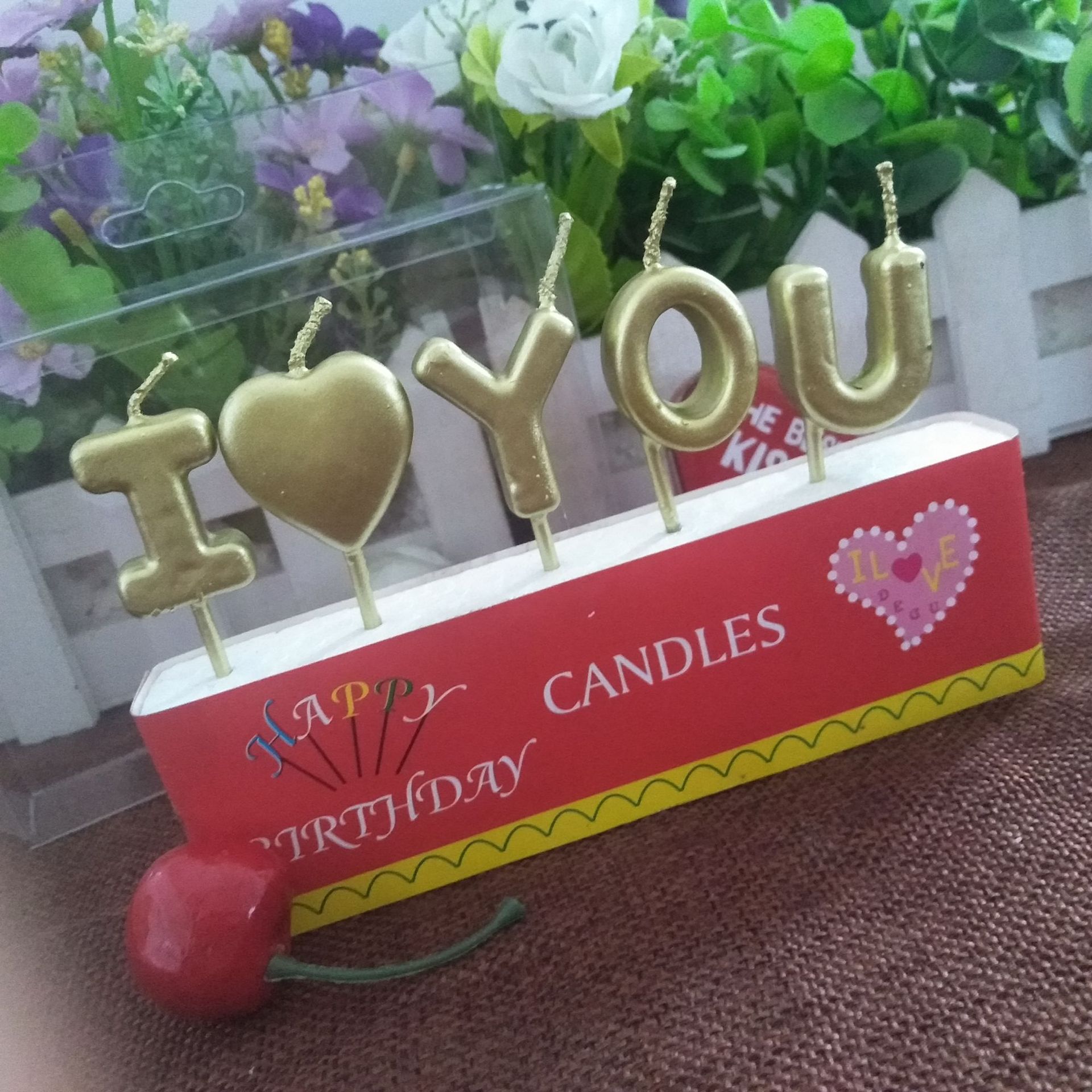厂家批发金色爱心蜡烛iloveyou生日蜡烛