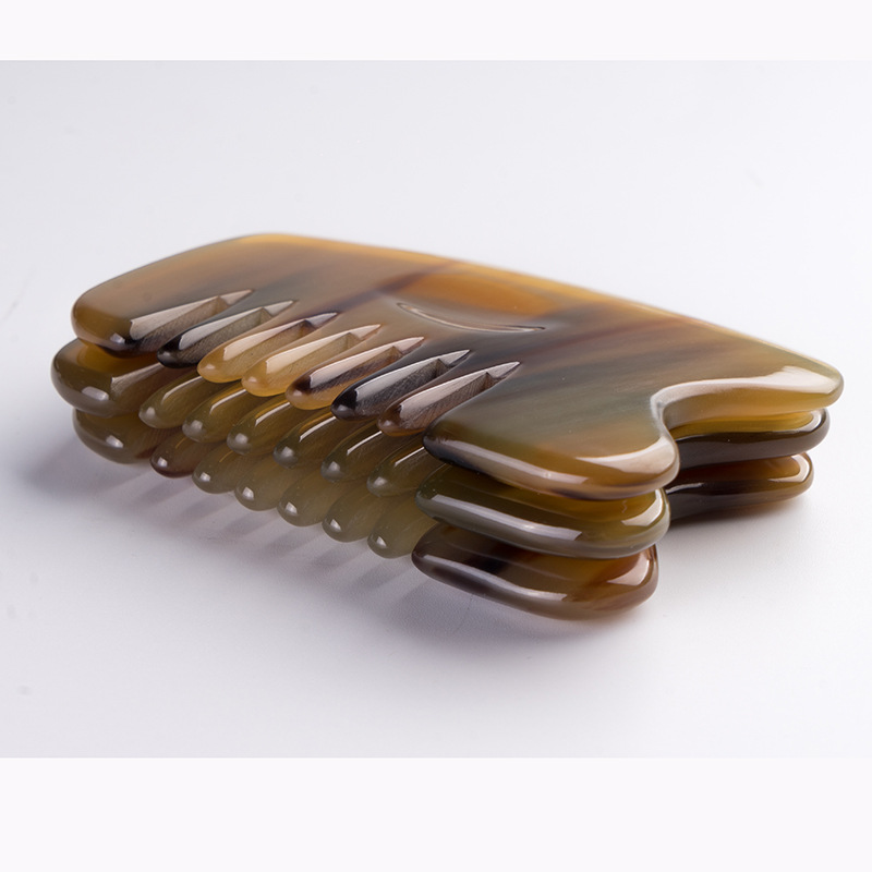 加厚款黄牛角六齿刮痧梳子圆润刮痧板头部全身通用多功能大量供应