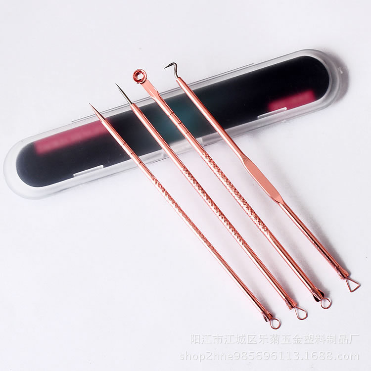 Stainless Steel Electroplating Acne Needle Set Blackhead Removal Tool Acne Needle Beauty Needle Rose Gold Acne Needle 4-Piece Set