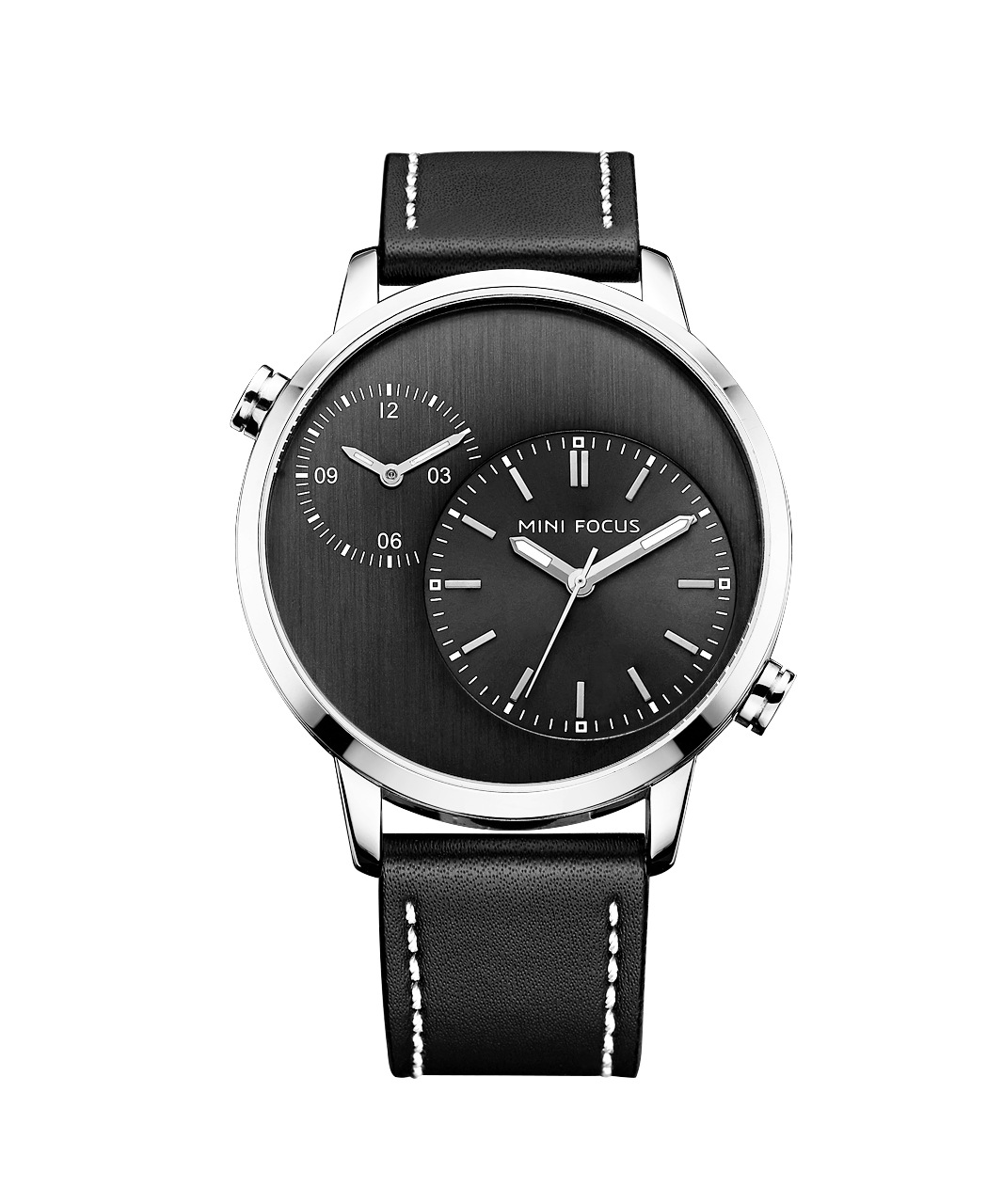 minifocus福克斯mf0035g休闲手表双时区表带石英男表