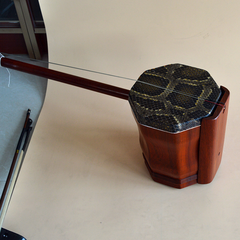 【热卖精制】精品红花梨面红大低胡正八方低音二胡乐器