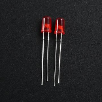 有边5mm圆头红发红led红灯发光二极管f5红色高亮红光指示灯长脚