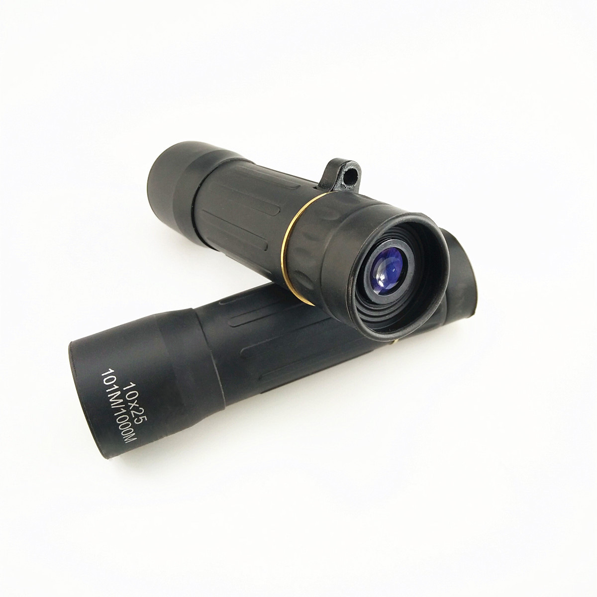 厂家直销黑色高倍高清迷你便携微光夜视非红外单筒望远镜10x25