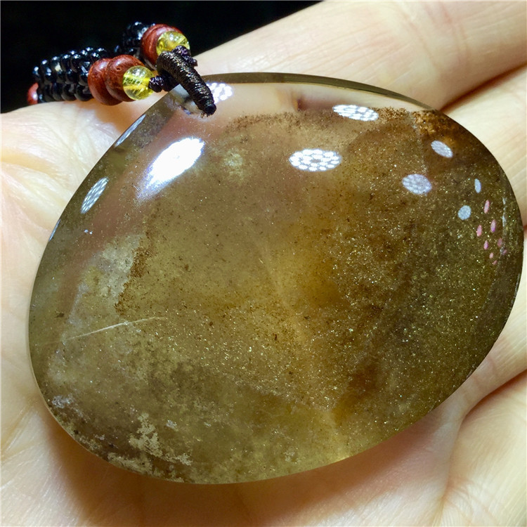 东海水晶 天然巴西金幽灵金沙聚宝盆千层山吊坠