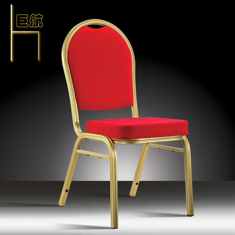 批发国外大圆背红色绒布餐椅 酒店宴会厅椅子 员工餐椅