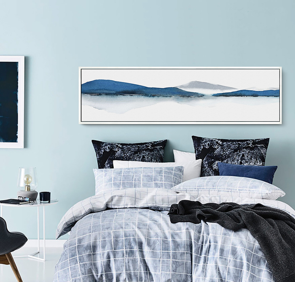 现代简约新中式抽象水彩山水床头画客厅卧室沙发背景墙装饰晶瓷画