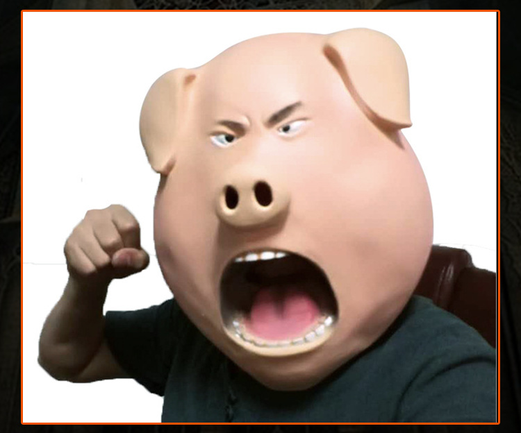 万圣节猪头面具乳胶动物头套cosplay搞怪舞会派对表演服饰道具