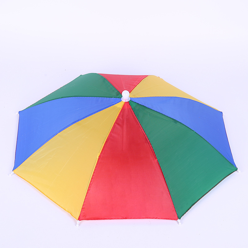 Lightweight Sunny Umbrella Hat Umbrella Umbrella Worn on the Head Elastic Band Umbrella Cap Outdoor Rainbow Watermelon Color Stripes Fishing Umbrella Wholesale