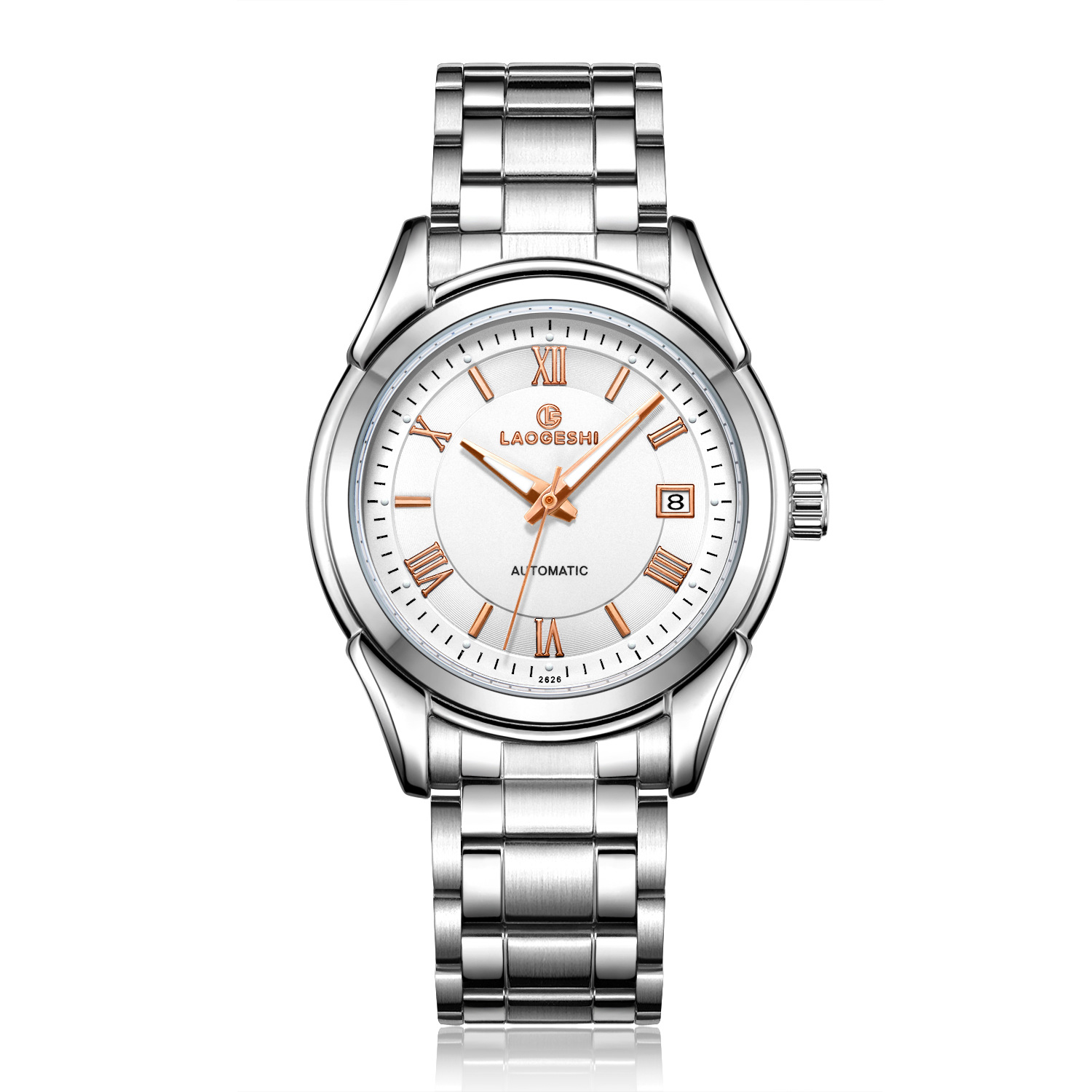 瑞士正品laogeshi劳格仕商务爆款钢带手表跨境款防水全自动机械表