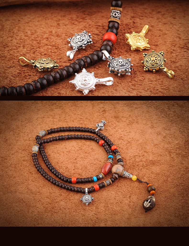 银傲 合金银莲花计数卡子吊坠 计数夹佛珠菩提diy文玩配饰配件