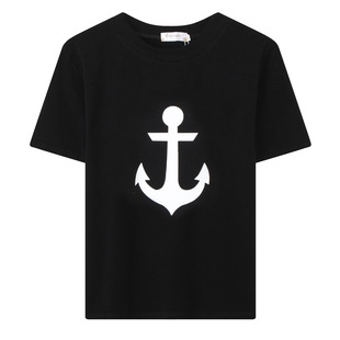 水手创意船锚印花短袖t恤衫男女创意个性半袖上衣纯棉体恤夏