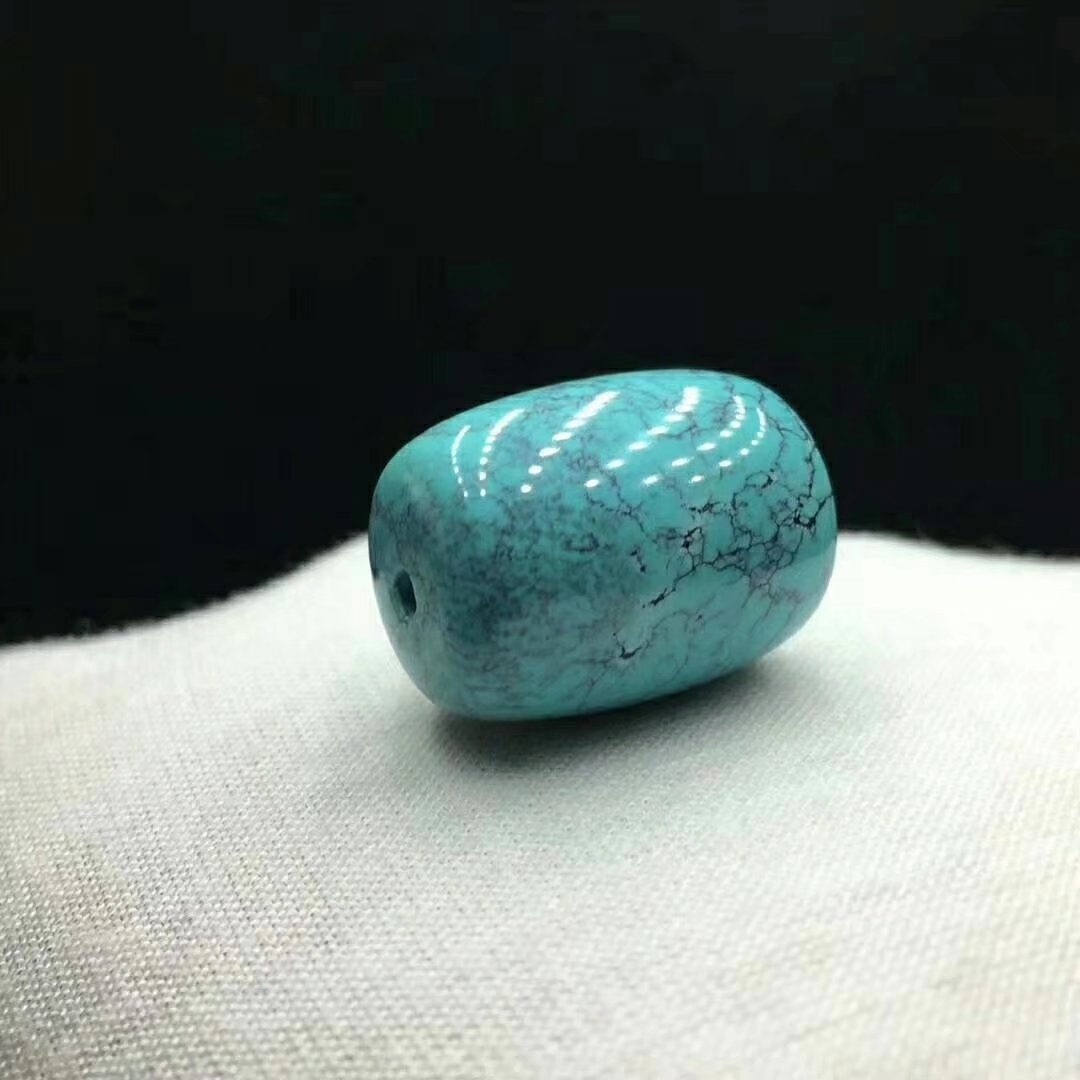 秦古料绿松石桶珠 天然湖北高瓷绿松石腰珠顶珠菩提配饰产地价格