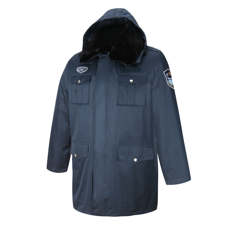 2011式保安多功能大衣 加厚长款可拆卸墨绿色防寒服 安保作训棉服