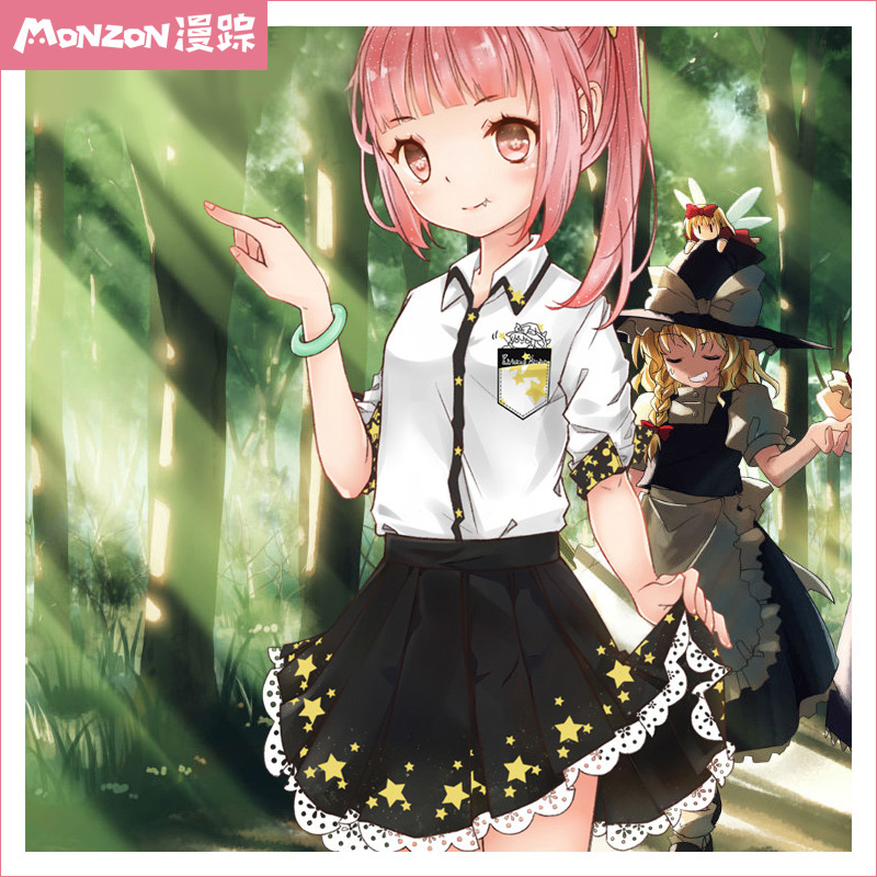 漫踪 东方project雾雨魔理沙印象主题蕾丝印花短裙动漫周边