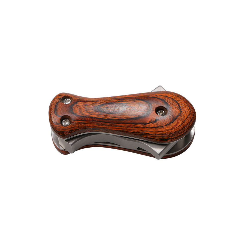 huwairen 不锈钢免绑折叠弹弓 带瞄木纹柄户外 便携口袋弹弓