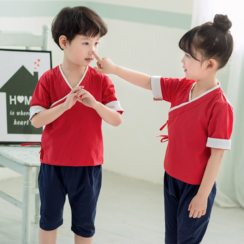 2018夏季新款复古装儿童民族风姐妹装兄妹装 姐弟装 校服园服套装
