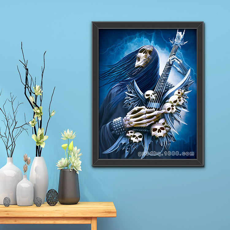 骷髅头图案动感水晶画三维立体变图效果欧美风格卧室客厅装饰画
