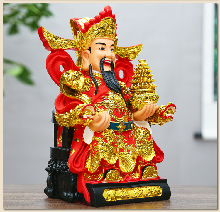 慈慧佛具批发佛教用品树脂佛像贴金彩绘文财神招财红衣财神爷佛像