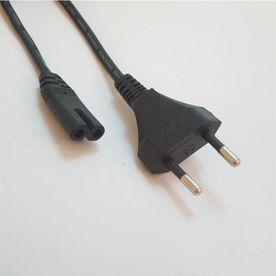 厂家直销 2芯欧式带双孔尾插头线 圆头圆柱插头线0.75*1.5米现货