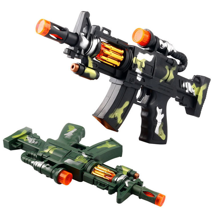 闪光音乐振动军事迷彩音乐枪电动枪玩具儿童玩具地摊