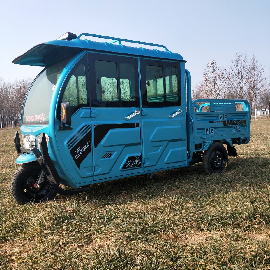 客货两用半封闭式电动三轮车载客拉货半棚电动三轮货车代步车接送